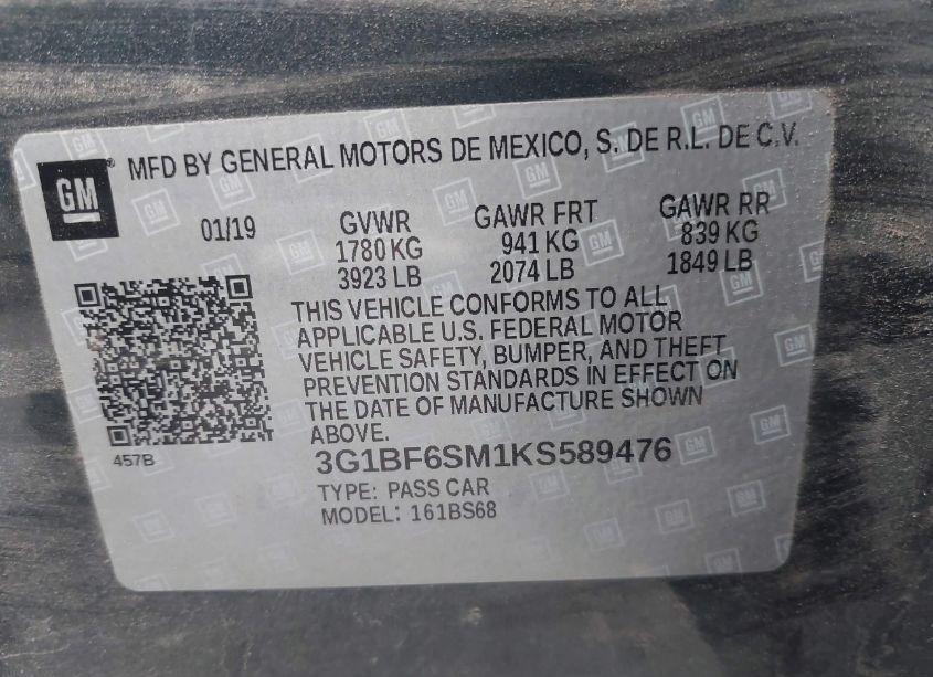 Photo 9 of 2019 Chevrolet Cruze PREMIER (VIN 3G1BF6SM1KS589476)