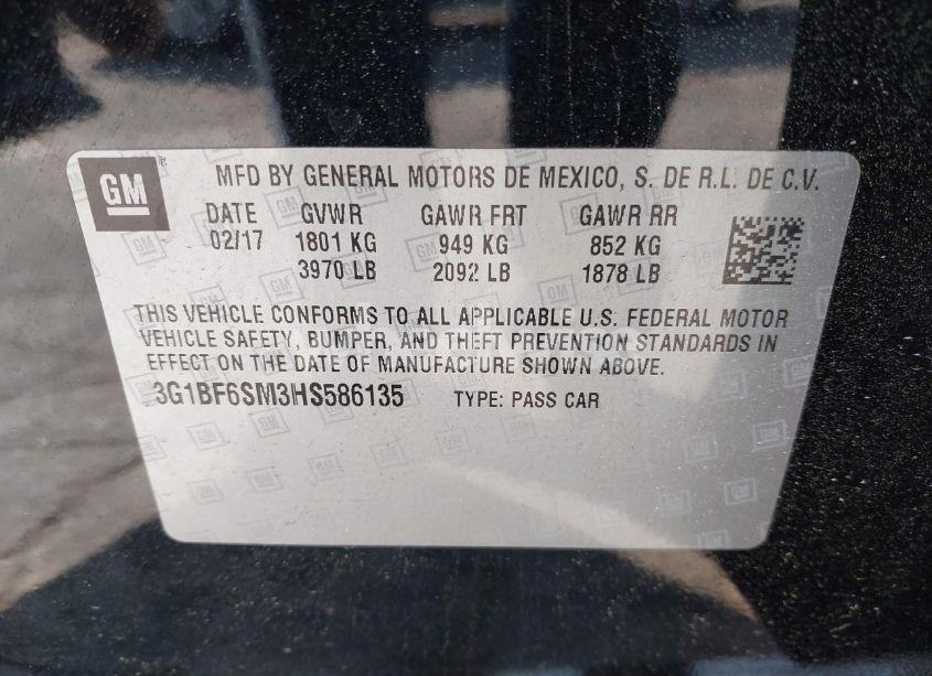 Photo 9 of 2017 Chevrolet Cruze PREMIER AUTO (VIN 3G1BF6SM3HS586135)