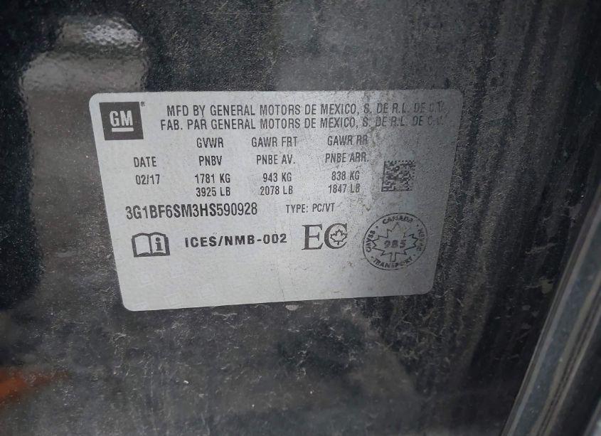 Photo 9 of 2017 Chevrolet Cruze PREMIER AUTO (VIN 3G1BF6SM3HS590928)