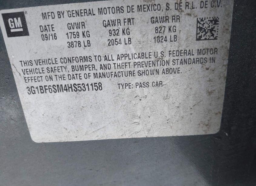 Photo 9 of 2017 Chevrolet Cruze PREMIER AUTO (VIN 3G1BF6SM4HS531158)