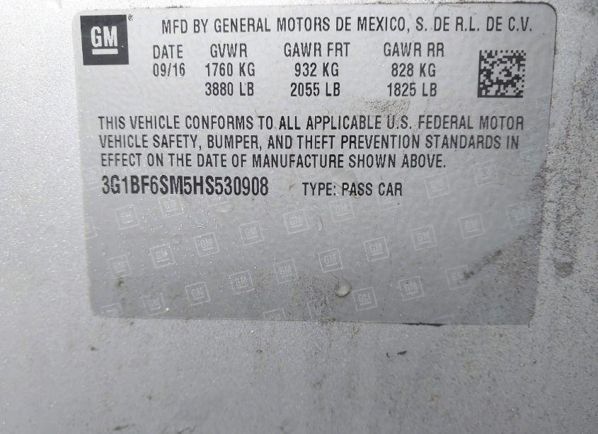 Photo 9 of 2017 Chevrolet Cruze PREMIER AUTO (VIN 3G1BF6SM5HS530908)