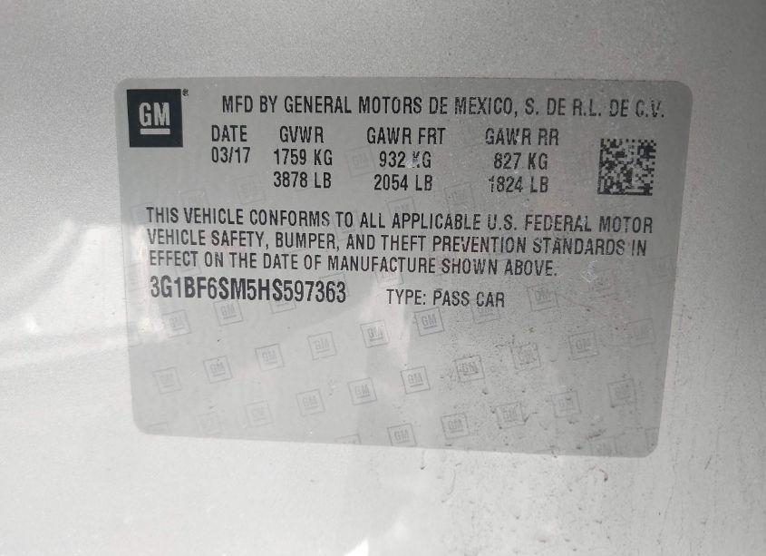 Photo 9 of 2017 Chevrolet Cruze PREMIER AUTO (VIN 3G1BF6SM5HS597363)