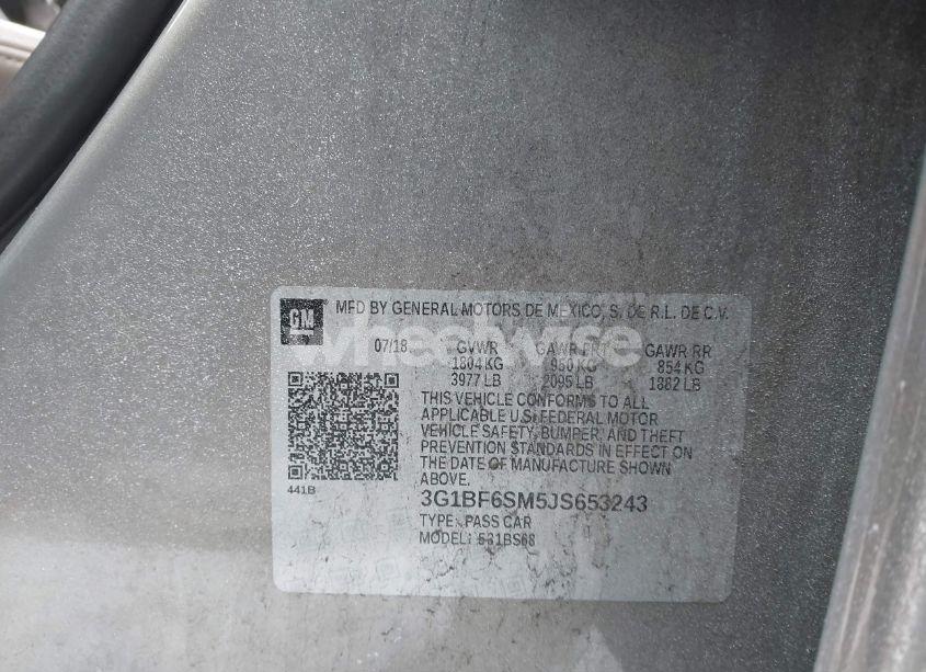 Photo 9 of 2018 Chevrolet Cruze PREMIER AUTO (VIN 3G1BF6SM5JS653243)