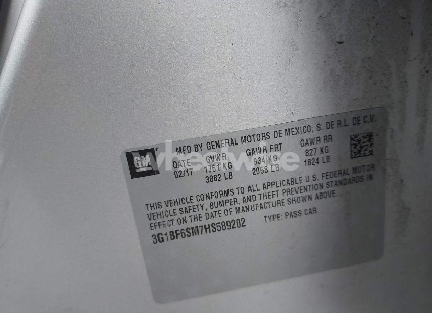 Photo 9 of 2017 Chevrolet Cruze PREMIER AUTO (VIN 3G1BF6SM7HS589202)