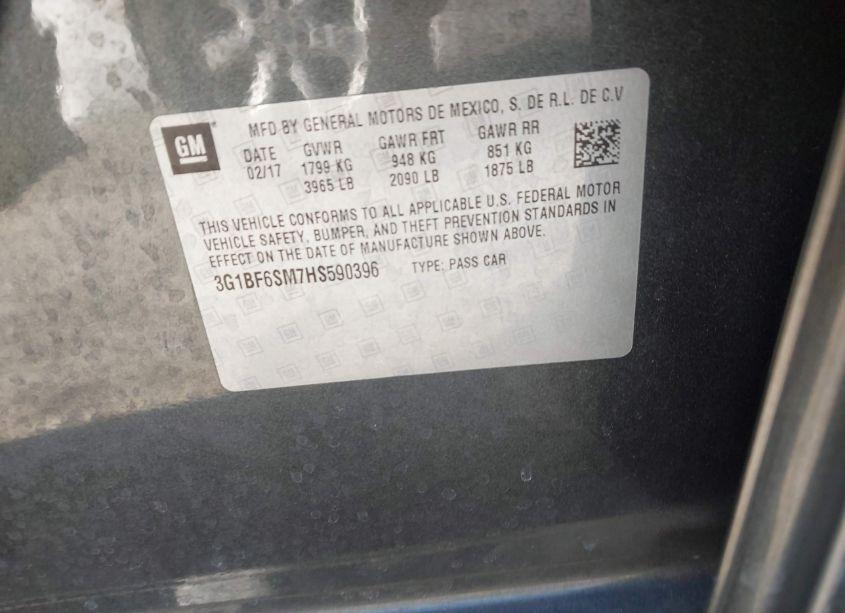 Photo 9 of 2017 Chevrolet Cruze PREMIER AUTO (VIN 3G1BF6SM7HS590396)