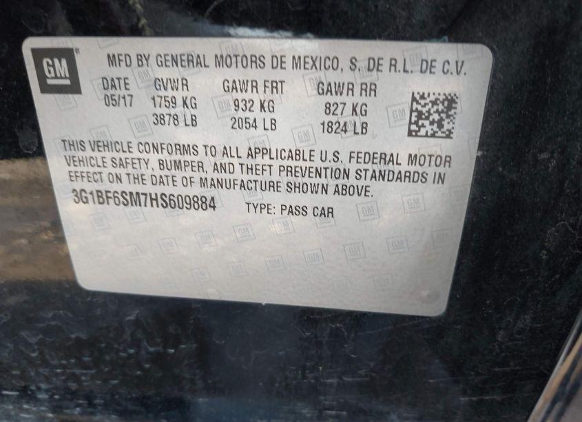 Photo 9 of 2017 Chevrolet Cruze PREMIER AUTO (VIN 3G1BF6SM7HS609884)