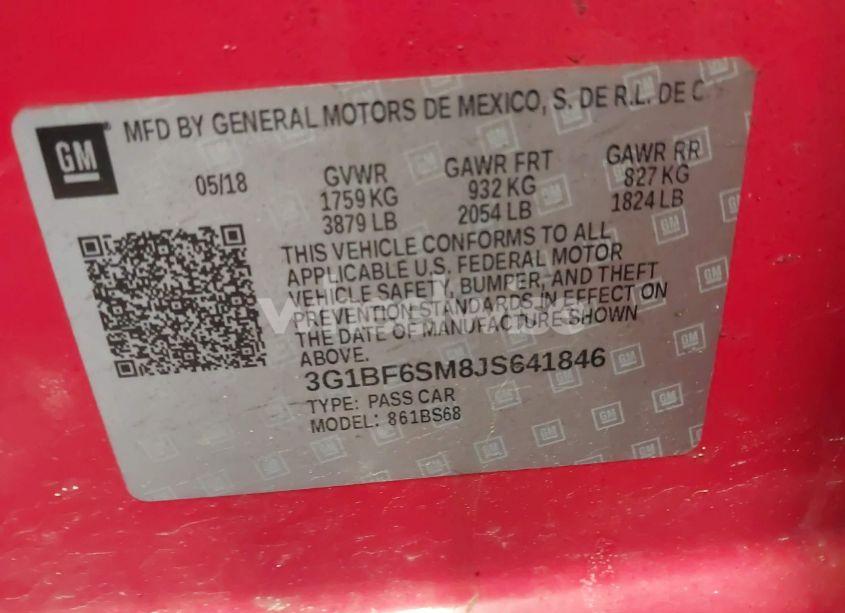 Photo 9 of 2018 Chevrolet Cruze PREMIER AUTO (VIN 3G1BF6SM8JS641846)