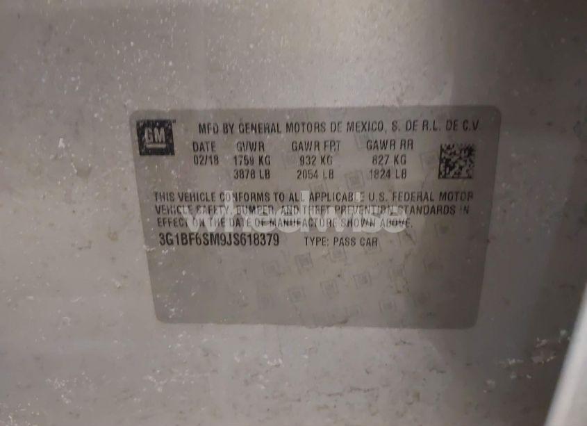 Photo 9 of 2018 Chevrolet Cruze PREMIER AUTO (VIN 3G1BF6SM9JS618379)