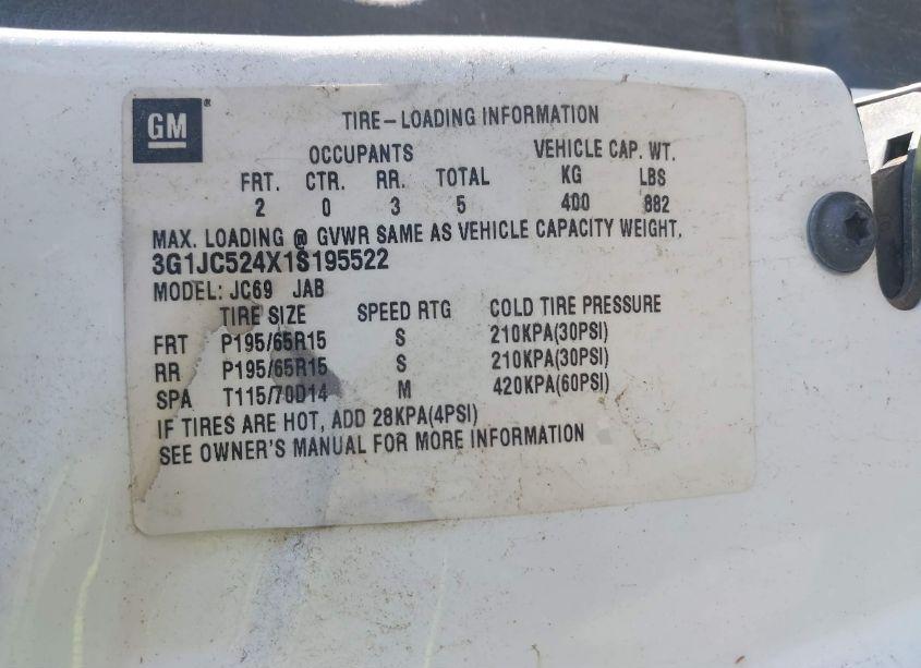 Photo 9 of 2001 Chevrolet Cavalier (VIN 3G1JC524X1S195522)