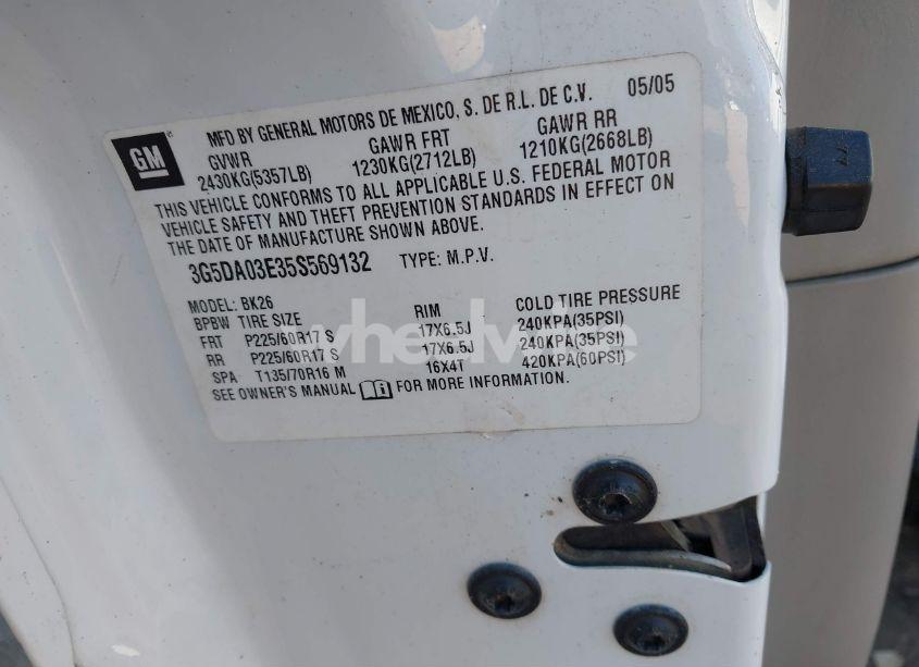 Photo 9 of 2005 Buick Rendezvous CX (VIN 3G5DA03E35S569132)