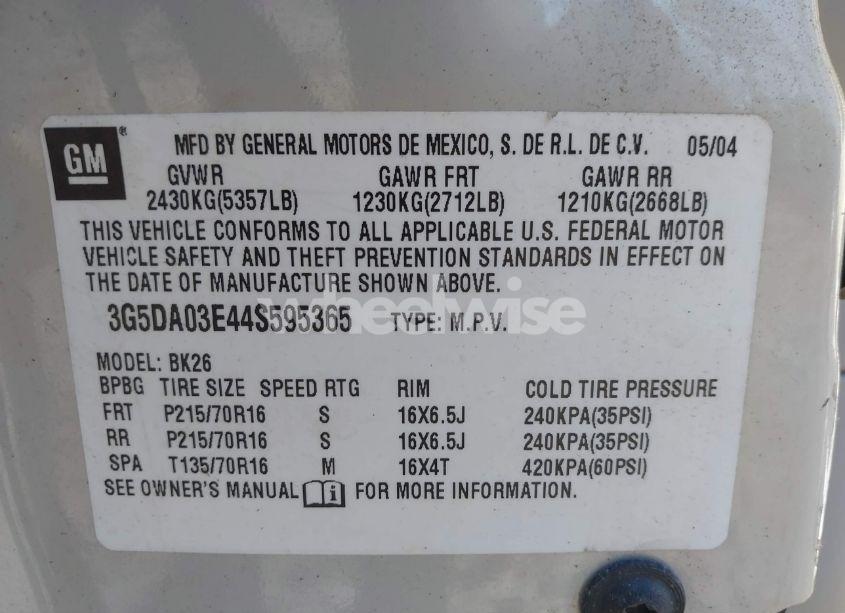 Photo 9 of 2004 Buick Rendezvous CX (VIN 3G5DA03E44S595365)