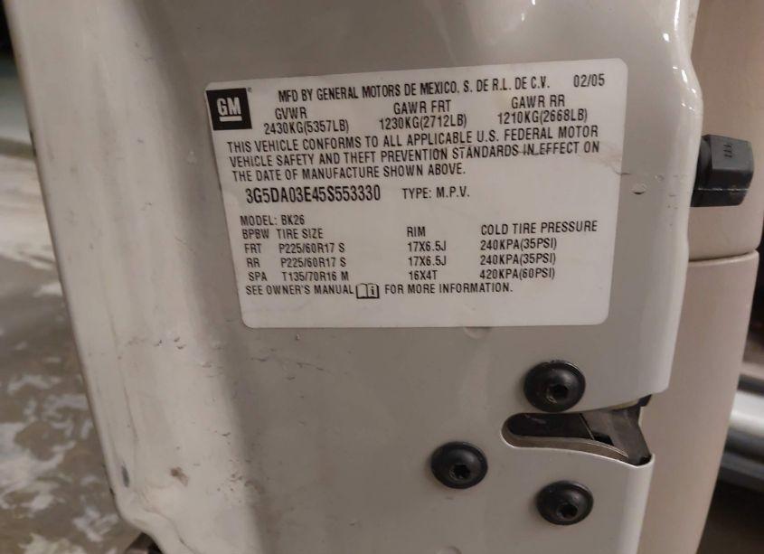 Photo 9 of 2005 Buick Rendezvous CX (VIN 3G5DA03E45S553330)