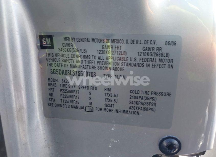 Photo 9 of 2007 Buick Rendezvous CX (VIN 3G5DA03L37S500703)