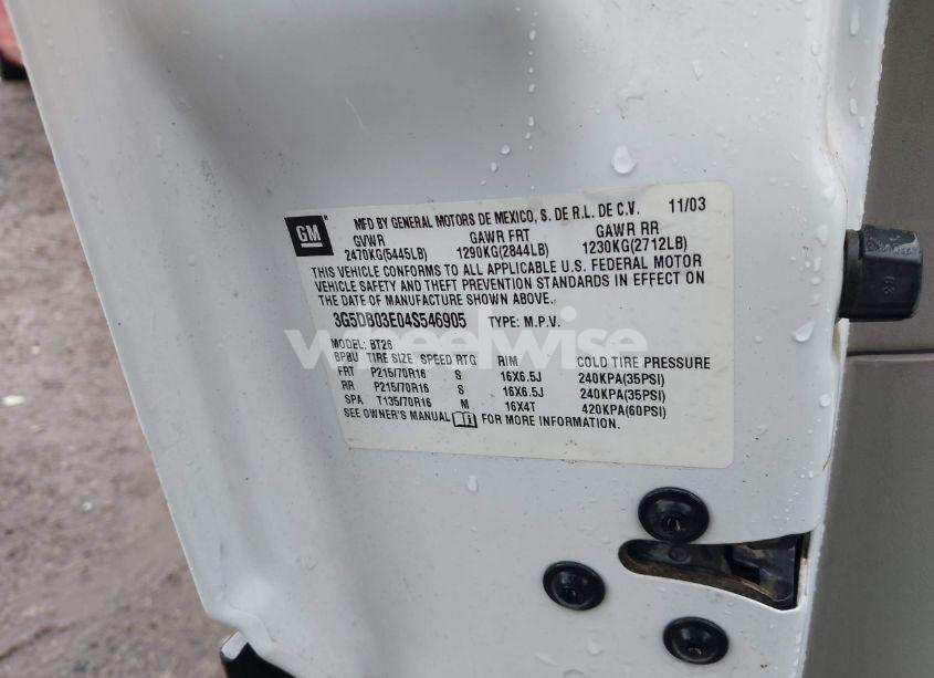 Photo 9 of 2004 Buick Rendezvous CX (VIN 3G5DB03E04S546905)