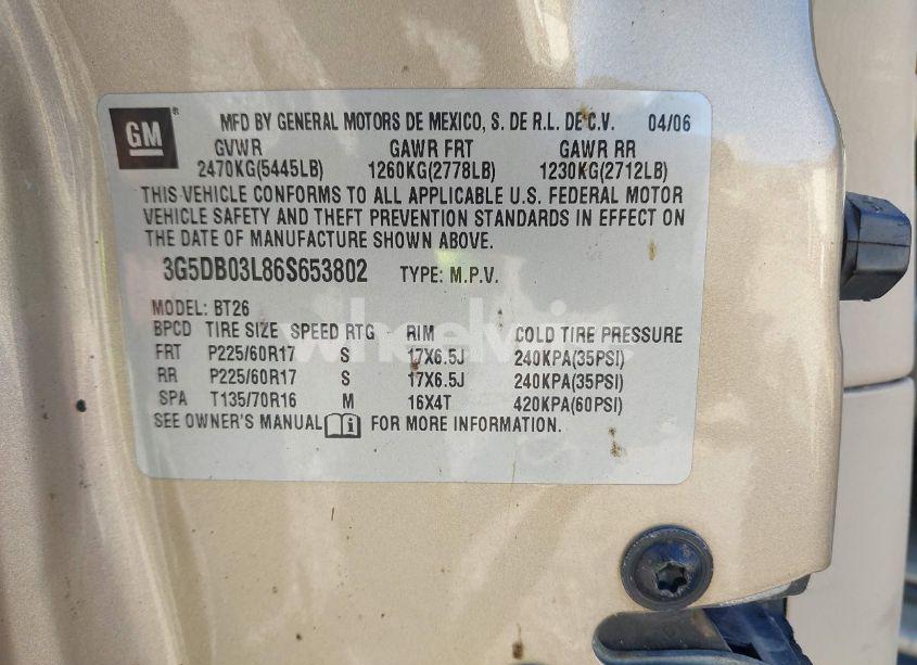 Photo 9 of 2006 Buick Rendezvous CX (VIN 3G5DB03L86S653802)