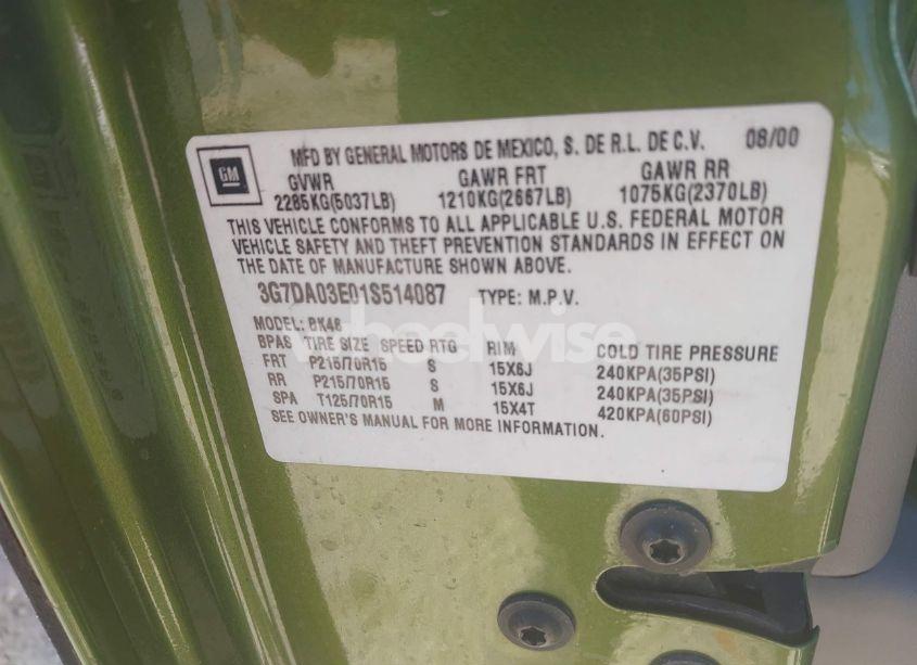 Photo 9 of 2001 Pontiac Aztek N/A (VIN 3G7DA03E01S514087)