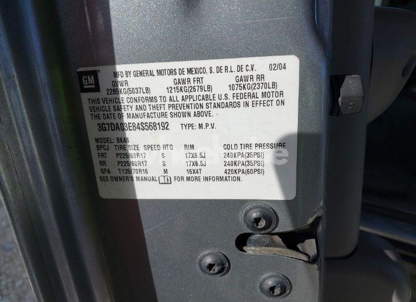 Photo 9 of 2004 Pontiac Aztek (VIN 3G7DA03E84S568192)