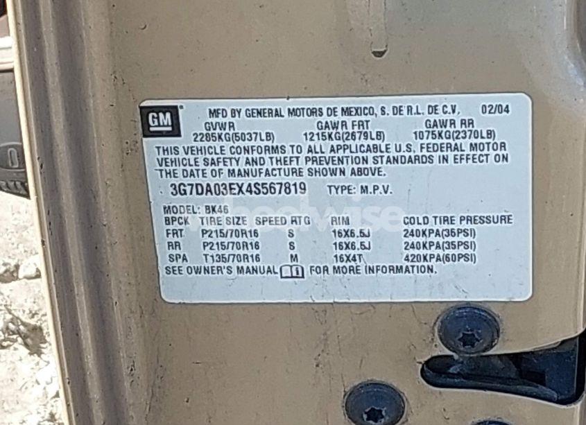 Photo 9 of 2004 Pontiac Aztek (VIN 3G7DA03EX4S567819)
