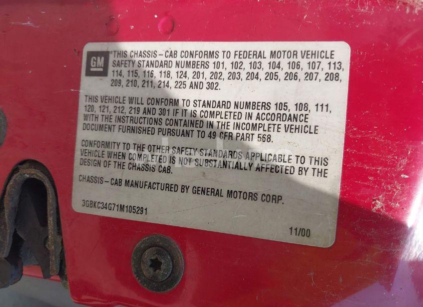 Photo 8 of 2001 Chevrolet C3500 HD CHASSIS (VIN 3GBKC34G71M105291)