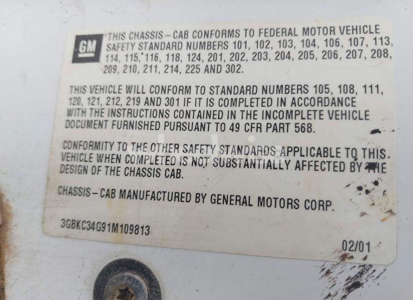 Photo 8 of 2001 Chevrolet C3500 HD CHASSIS (VIN 3GBKC34G91M109813)