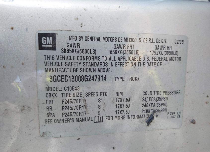 Photo 9 of 2008 Chevrolet Silverado 1500 LT2 (VIN 3GCEC13008G247914)