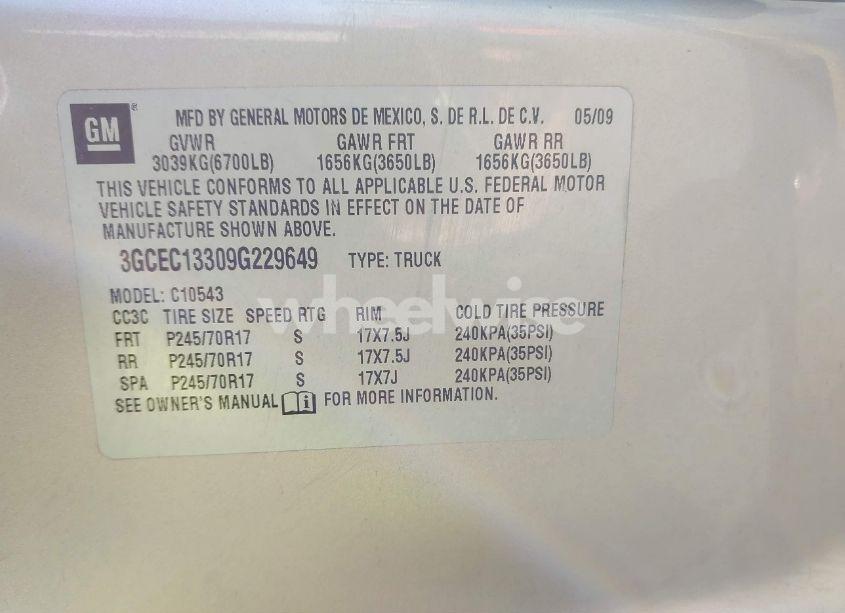 Photo 9 of 2009 Chevrolet Silverado 1500 XTRA FUEL ECONOMY (VIN 3GCEC13309G229649)