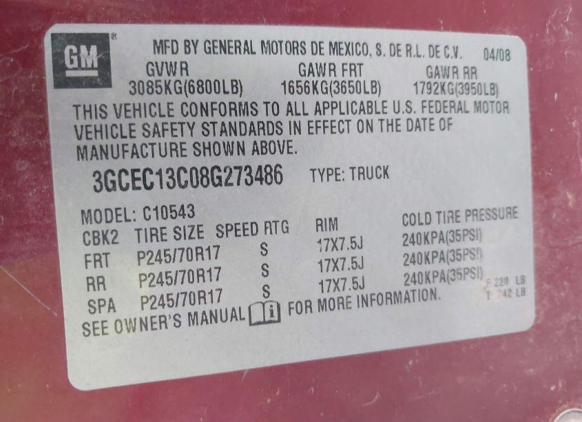 Photo 9 of 2008 Chevrolet Silverado 1500 LT1 (VIN 3GCEC13C08G273486)