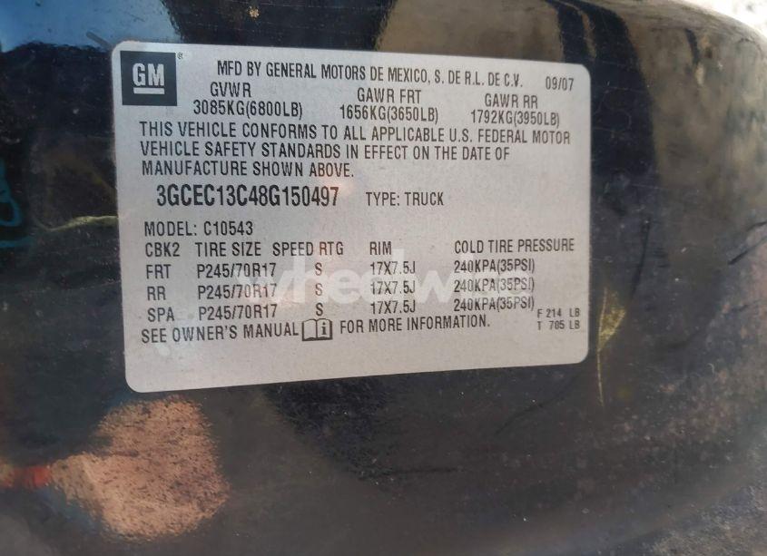 Photo 9 of 2008 Chevrolet Silverado 1500 LS (VIN 3GCEC13C48G150497)