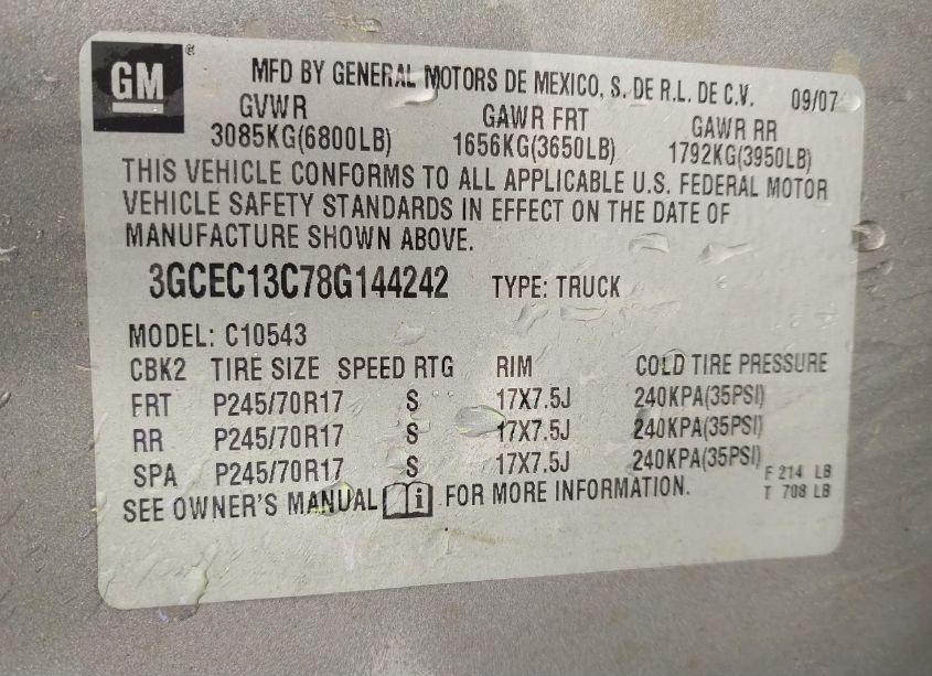 Photo 9 of 2008 Chevrolet Silverado 1500 LS (VIN 3GCEC13C78G144242)