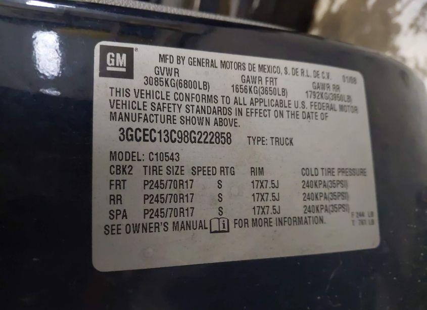 Photo 9 of 2008 Chevrolet Silverado 1500 WORK TRUCK (VIN 3GCEC13C98G222858)