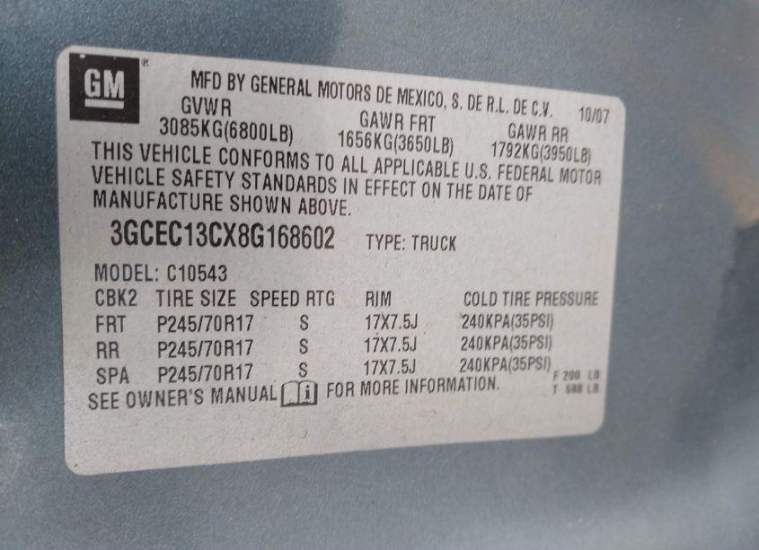 Photo 9 of 2008 Chevrolet Silverado 1500 LT1 (VIN 3GCEC13CX8G168602)