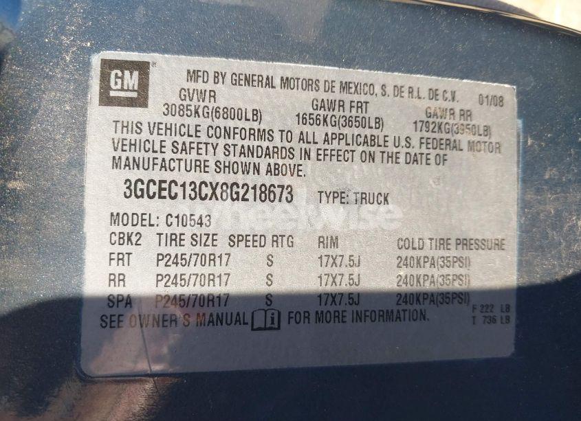 Photo 9 of 2008 Chevrolet Silverado 1500 LT1 (VIN 3GCEC13CX8G218673)