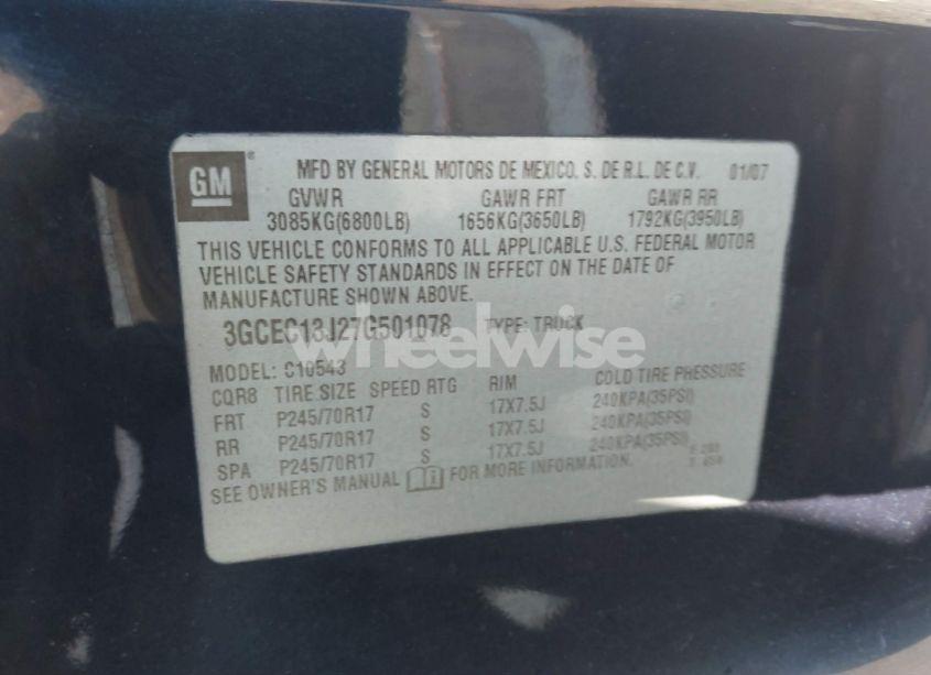 Photo 9 of 2007 Chevrolet Silverado 1500 LT1 (VIN 3GCEC13J27G501078)