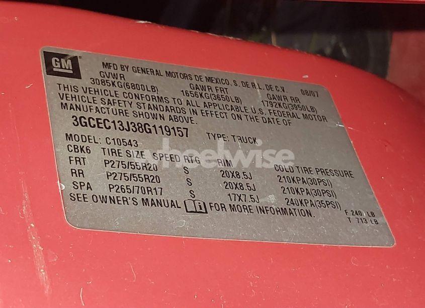 Photo 9 of 2008 Chevrolet Silverado 1500 LT2 (VIN 3GCEC13J38G119157)