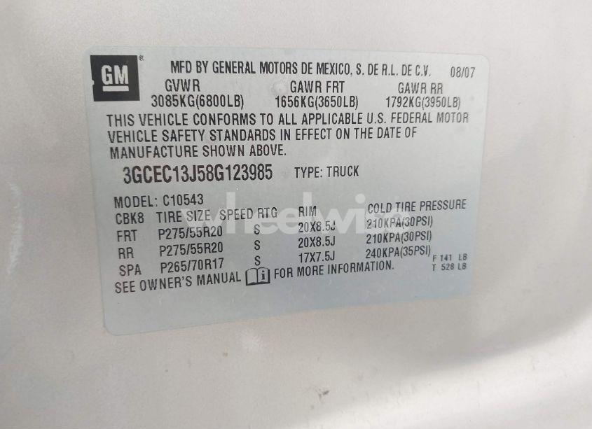 Photo 9 of 2008 Chevrolet Silverado 1500 LT1 (VIN 3GCEC13J58G123985)