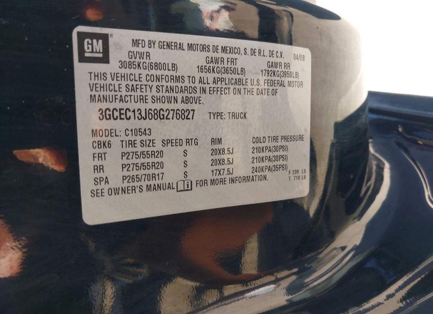 Photo 9 of 2008 Chevrolet Silverado C1500 (VIN 3GCEC13J68G276827)