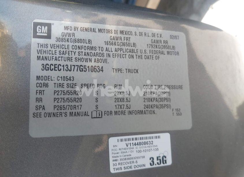 Photo 9 of 2007 Chevrolet Silverado 1500 LT1 (VIN 3GCEC13J77G510634)