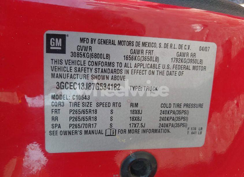 Photo 9 of 2007 Chevrolet Silverado 1500 LT1 (VIN 3GCEC13J87G534182)