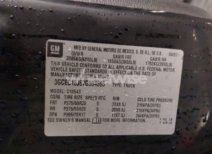 Photo 9 of 2007 Chevrolet Silverado 1500 LT1 (VIN 3GCEC13J87G534585)