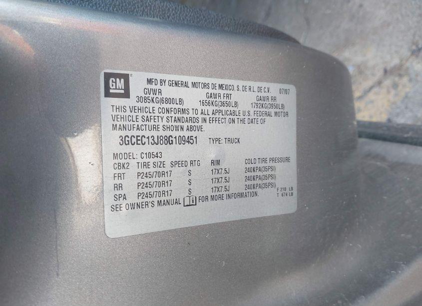 Photo 9 of 2008 Chevrolet Silverado 1500 LT1 (VIN 3GCEC13J88G109451)