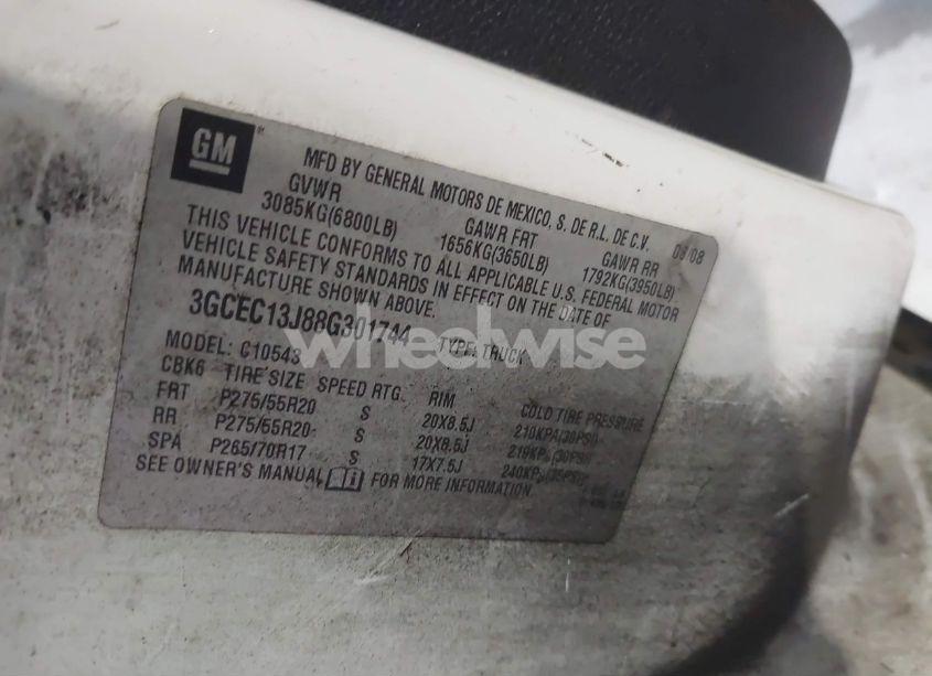 Photo 9 of 2008 Chevrolet Silverado 1500 LTZ (VIN 3GCEC13J88G301744)