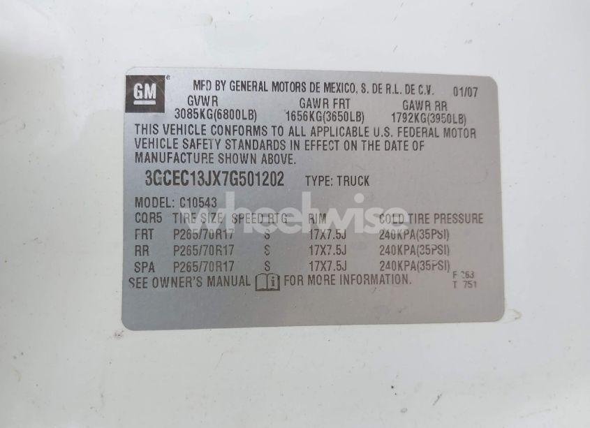 Photo 9 of 2007 Chevrolet Silverado 1500 LT2 (VIN 3GCEC13JX7G501202)