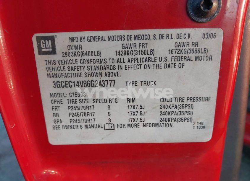 Photo 9 of 2006 Chevrolet Silverado 1500 WORK TRUCK (VIN 3GCEC14V86G243777)