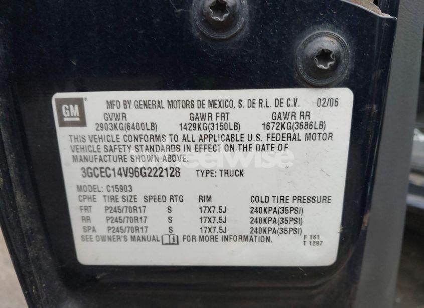 Photo 9 of 2006 Chevrolet Silverado 1500 WORK TRUCK (VIN 3GCEC14V96G222128)