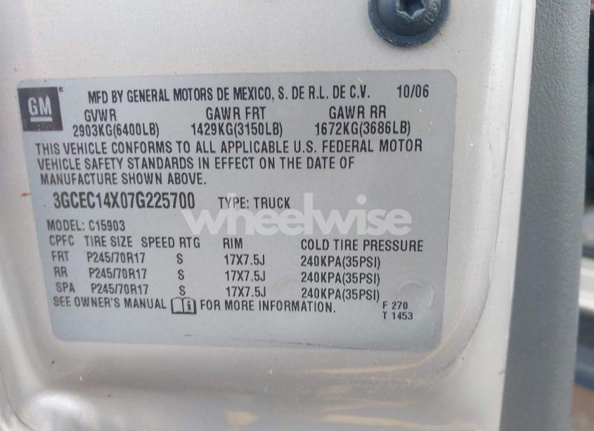 Photo 9 of 2007 Chevrolet Silverado 1500 CLASSIC WORK TRUCK (VIN 3GCEC14X07G225700)