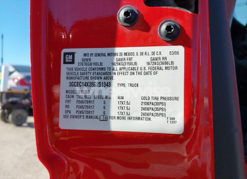 Photo 9 of 2006 Chevrolet Silverado 1500 WORK TRUCK (VIN 3GCEC14X26G251343)