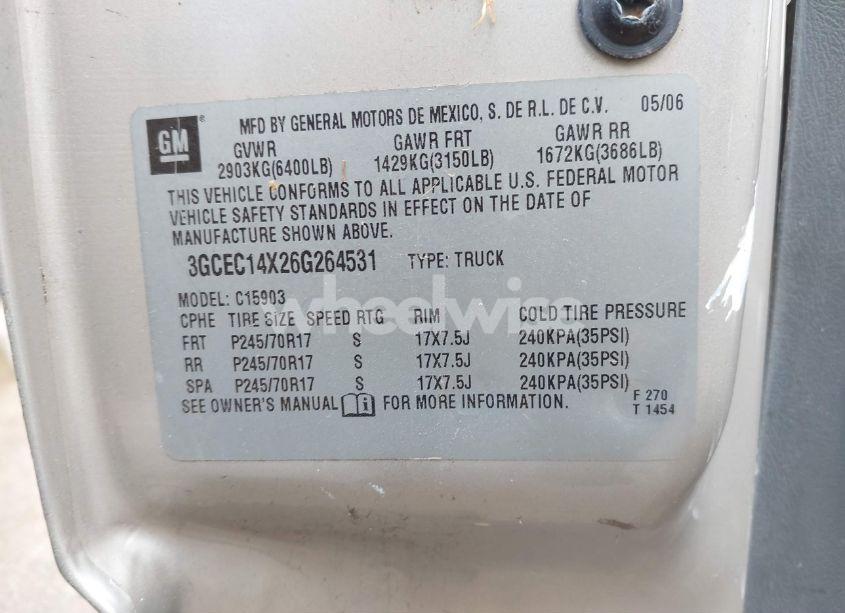 Photo 9 of 2006 Chevrolet Silverado 1500 WORK TRUCK (VIN 3GCEC14X26G264531)