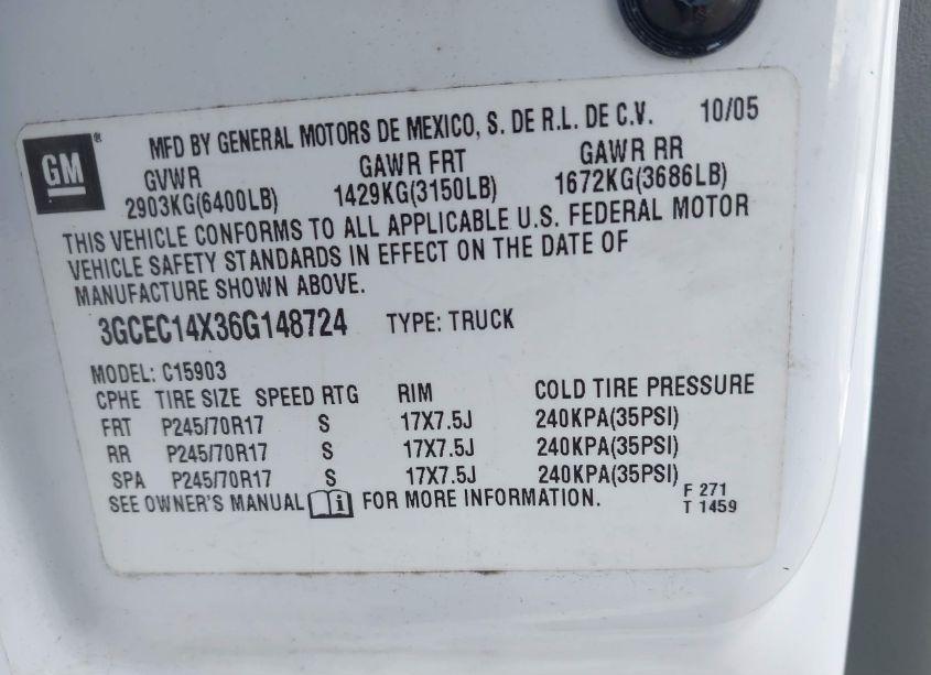 Photo 9 of 2006 Chevrolet Silverado 1500 WORK TRUCK (VIN 3GCEC14X36G148724)