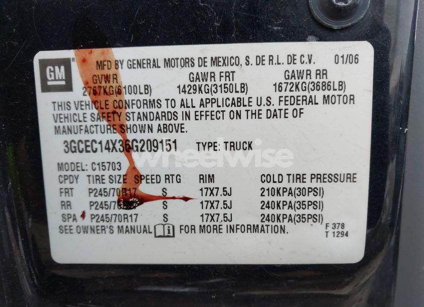 Photo 9 of 2006 Chevrolet Silverado 1500 WORK TRUCK (VIN 3GCEC14X36G209151)