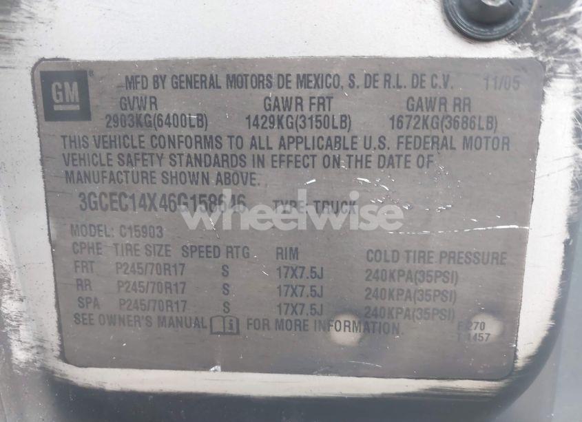 Photo 9 of 2006 Chevrolet Silverado 1500 WORK TRUCK (VIN 3GCEC14X46G158646)